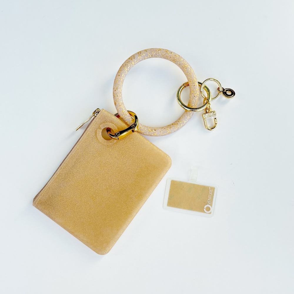 Oventure Mini Pouch Wristlet with Phone Holder - Gold Set - NWOT never used!
